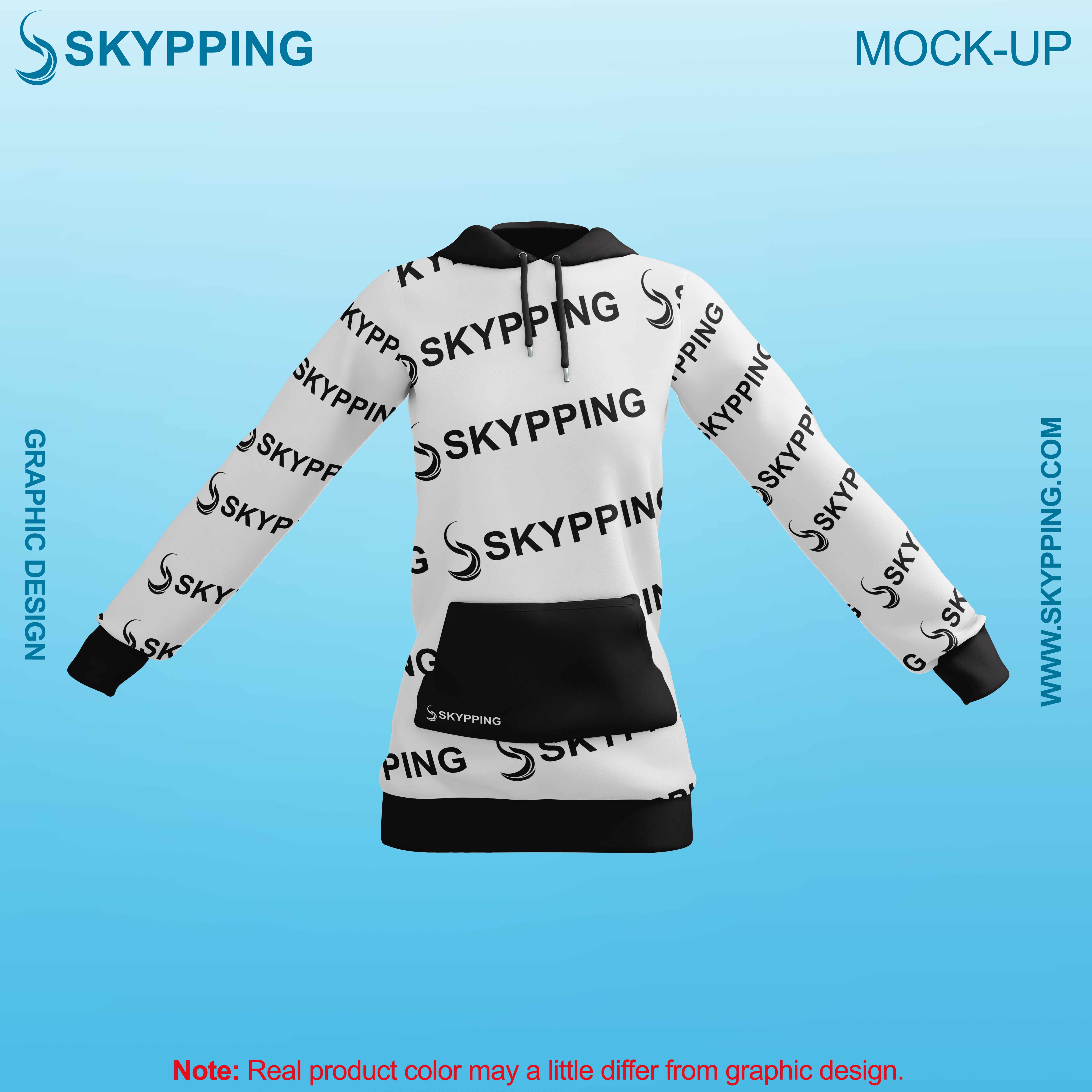 White Combo Pull Over Hoodie with Kangroo Pockets for Women